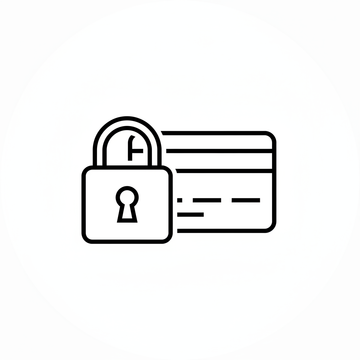 minimal secure payment icon, lock and credit card line-art, clean vector style, thin outline, premium ecommerce icon
1000x1000
