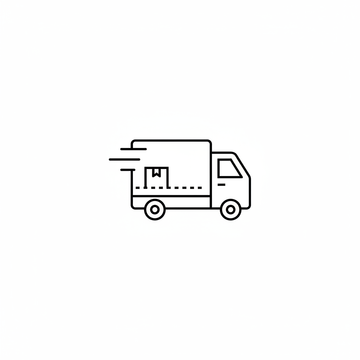 minimal shipping icon, delivery truck line-art, clean monochrome vector, thin outline, modern ecommerce symbol
1000x1000